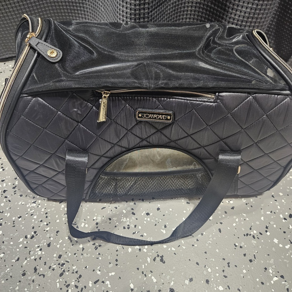 Joan & David 20" Diamond Black Quilted Puff pet carrier duffle travel & Pad